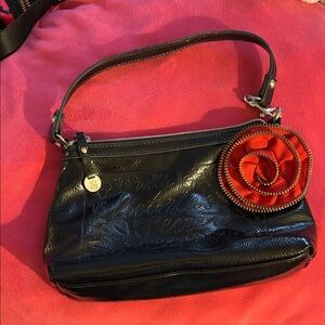 Victoria's Secret Black Bag with Red Rose Accent